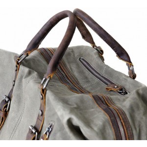 TP2 WAX VampTraveler™ XL Dicke gewachstem Canvas - Leder Reisetasche Handgepäck Weekender Schultertasche - Dunkelgrau